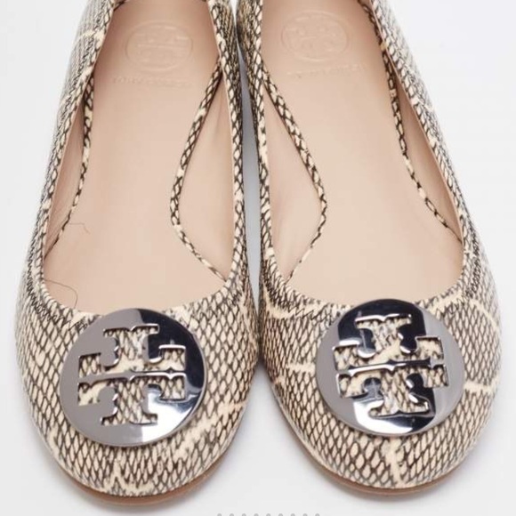 Tory Burch Phyton Embossed Reva Ballet Flats Size 9 1/2 M - Picture 1 of 13
